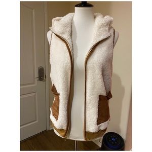 Ivory Fleece Hoodie Vests